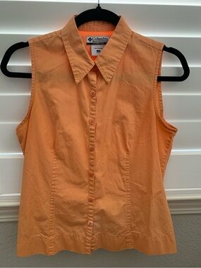 Columbia Women's Sleeveless Button-Front Shirt - Orange Small